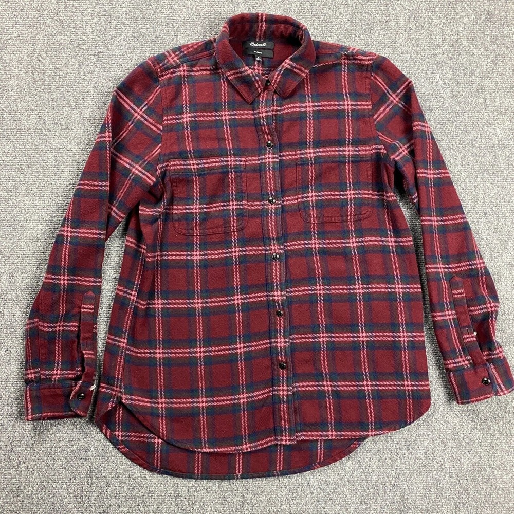 Madewell Flannel Top Womens Small Classic Red Window Pane Check Shirt‎ Adults